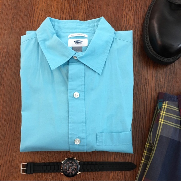 Old Navy | Aqua Blue Dress Shirt - Picture 1 of 10